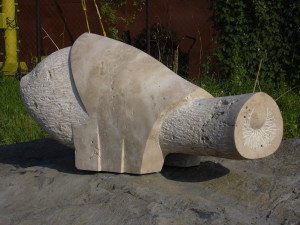 Fehér elefánt,mészkő, 32x25x60 cm